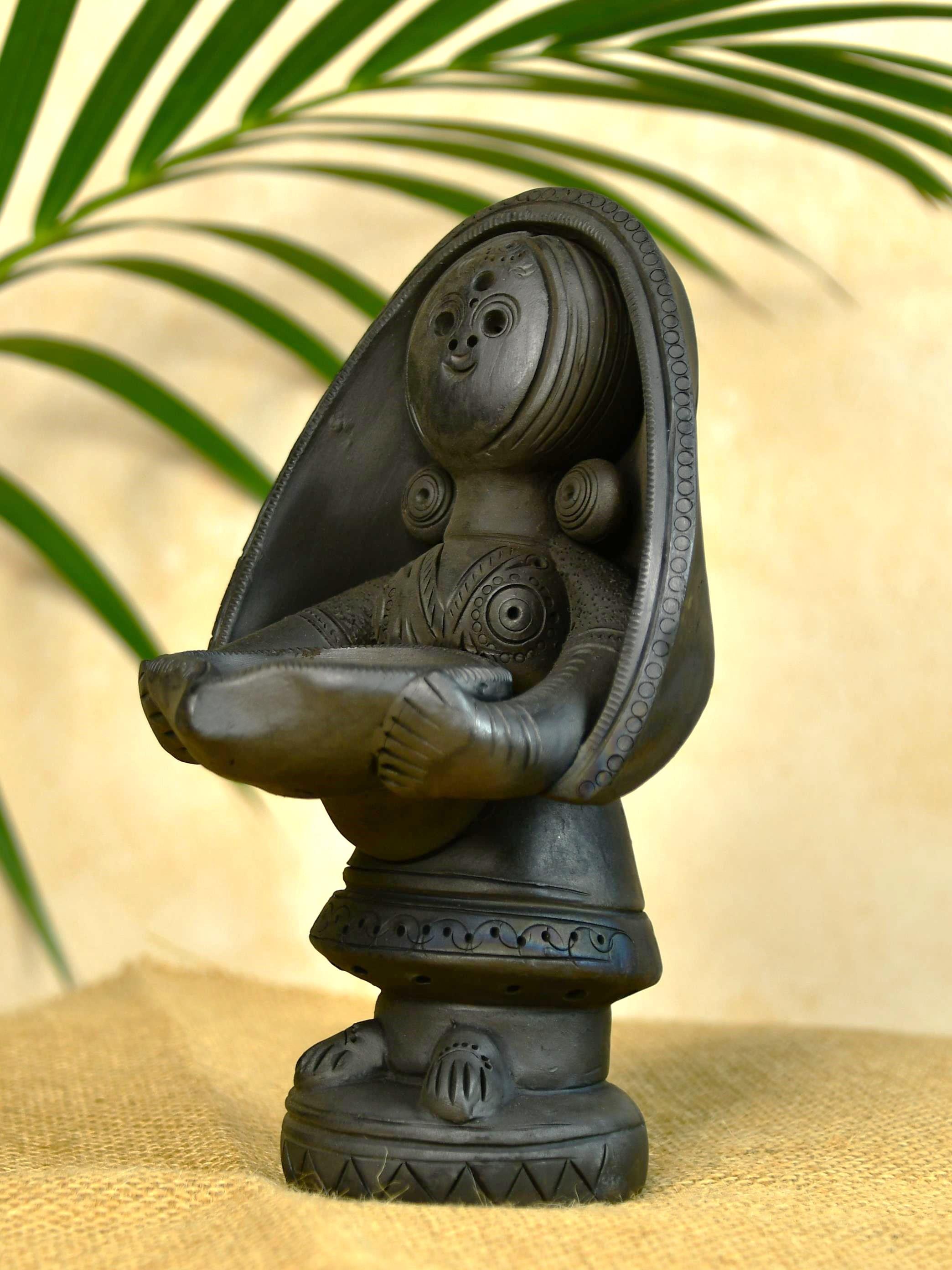 Mayii - Elegant Diya Holding Terracotta Lady