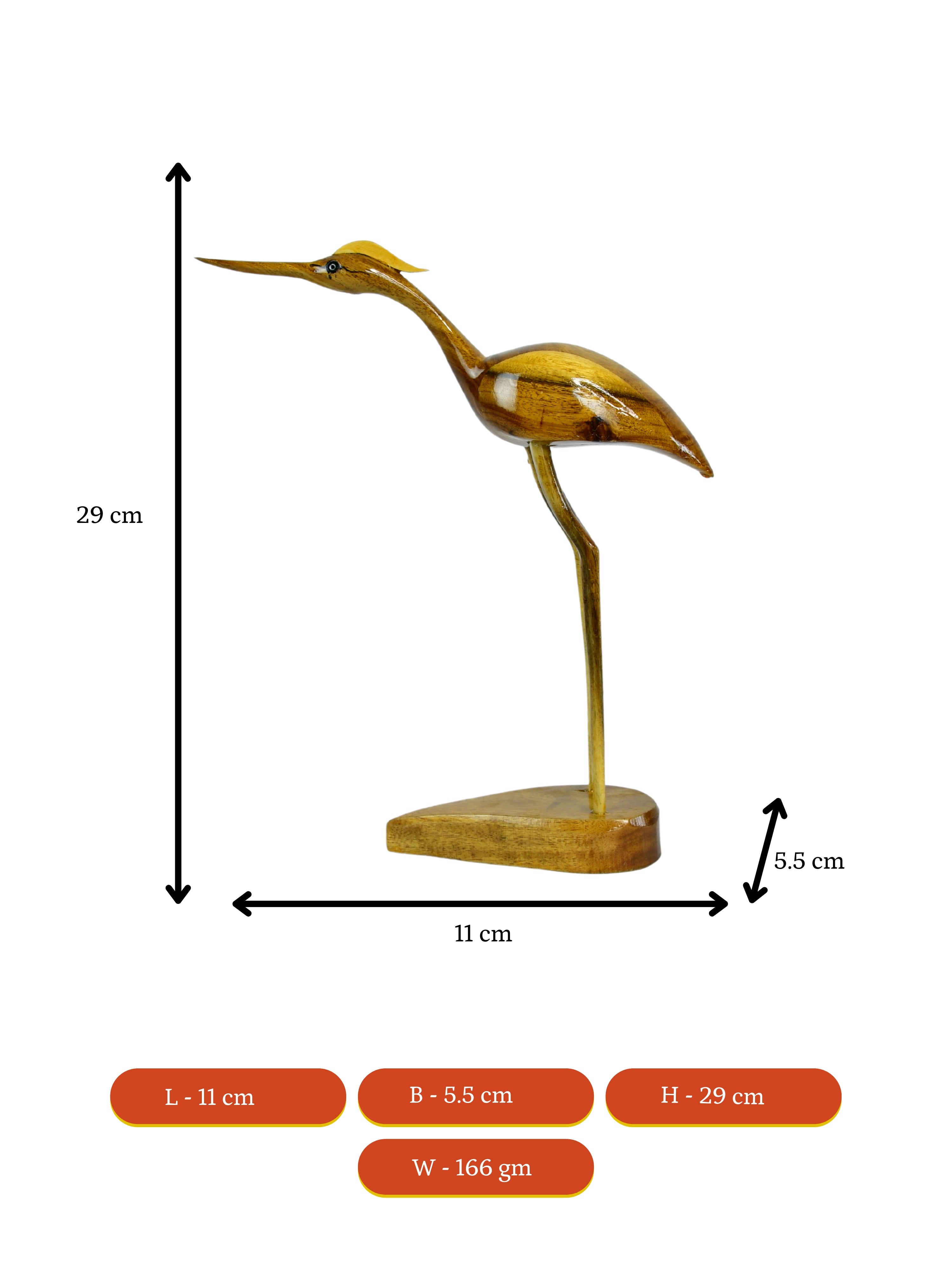 Mayii - Elegant Wooden Carved Flamingo Sculpture: Premium Abstract Decor Accent