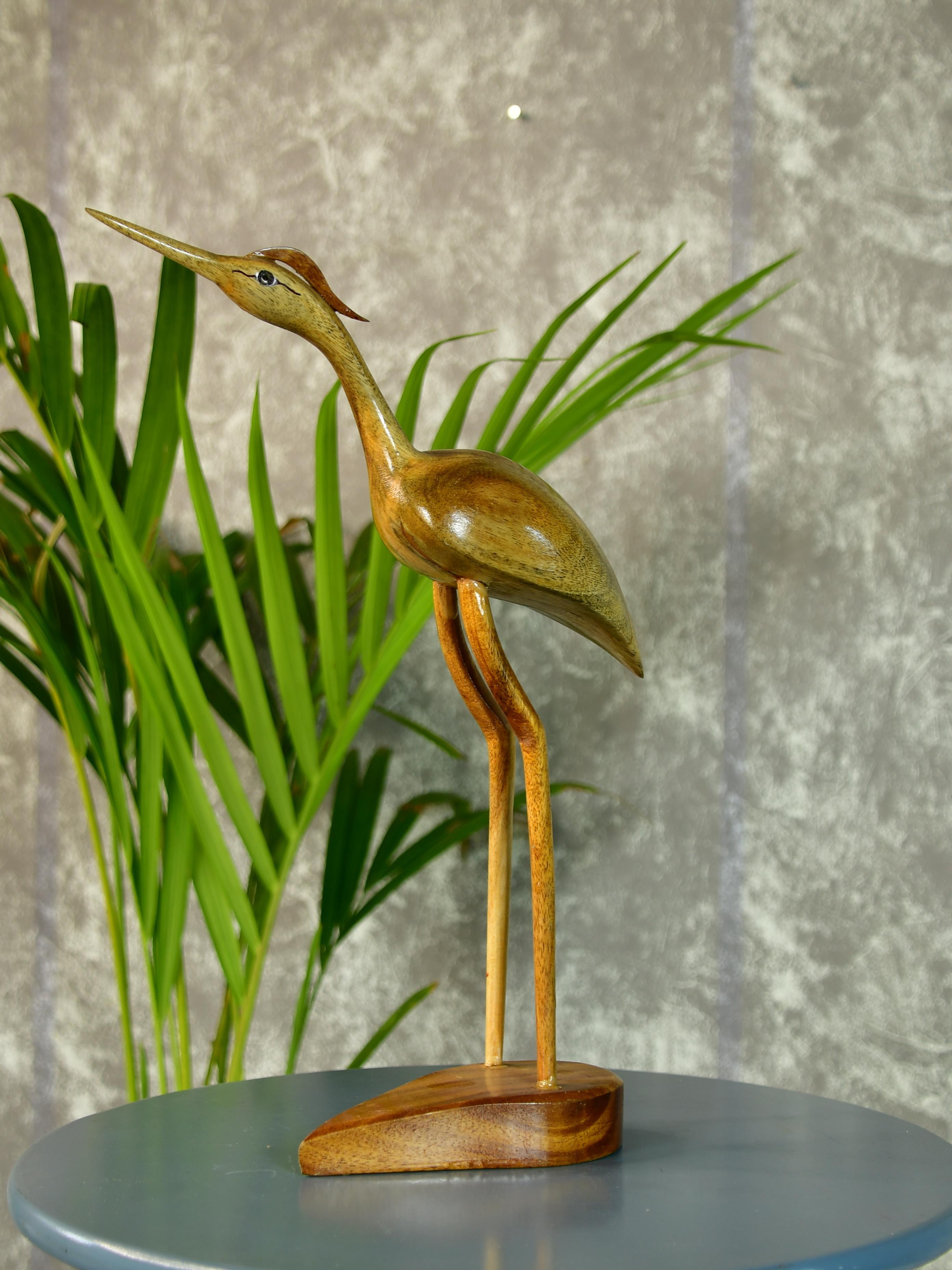 Mayii - Elegant Wooden Carved Flamingo Sculpture: Premium Abstract Decor Accent