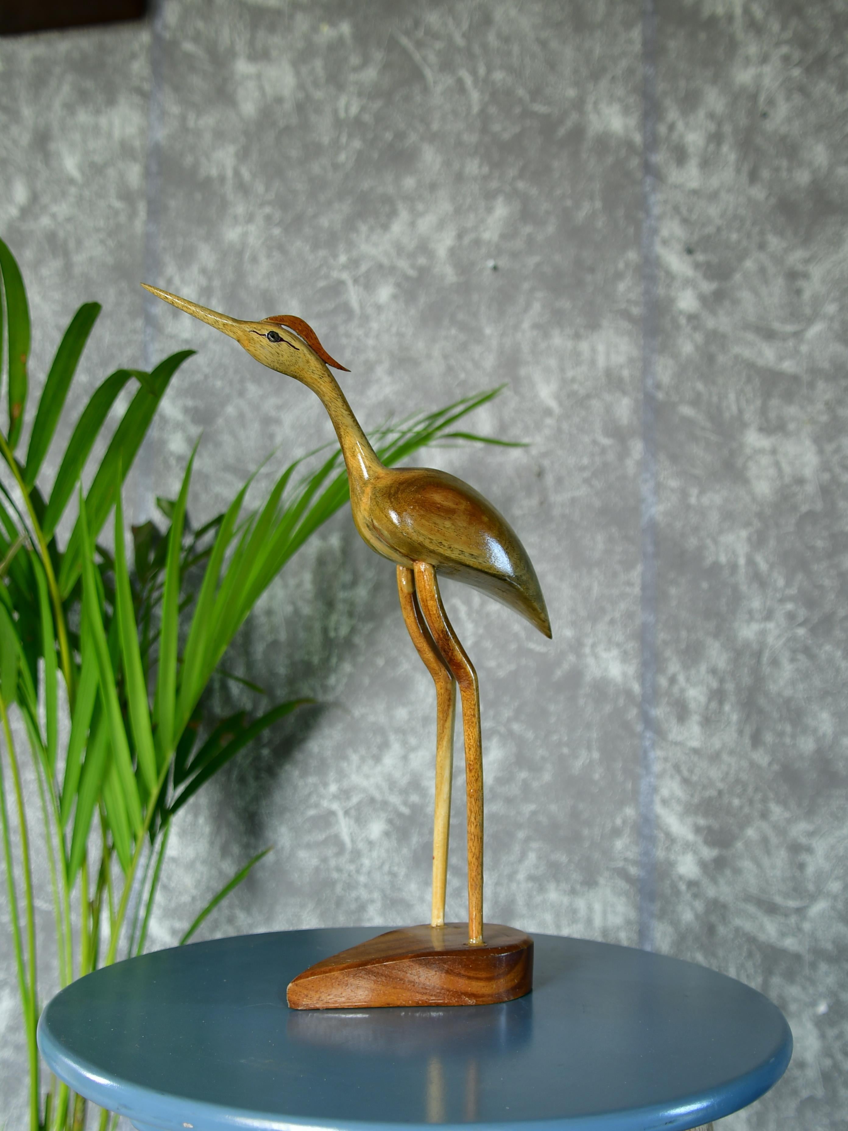 Mayii - Elegant Wooden Carved Flamingo Sculpture: Premium Abstract Decor Accent