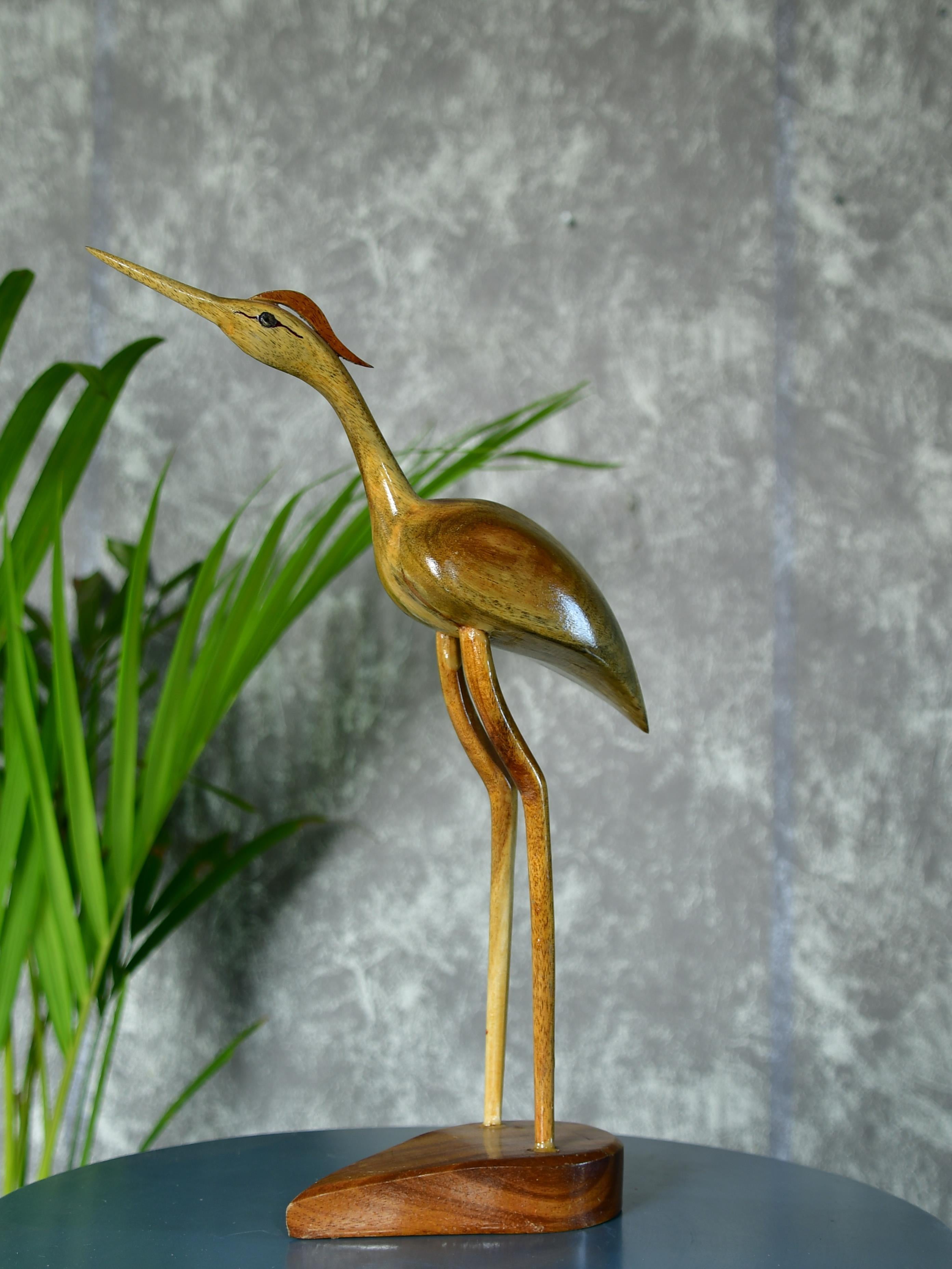 Mayii - Elegant Wooden Carved Flamingo Sculpture: Premium Abstract Decor Accent