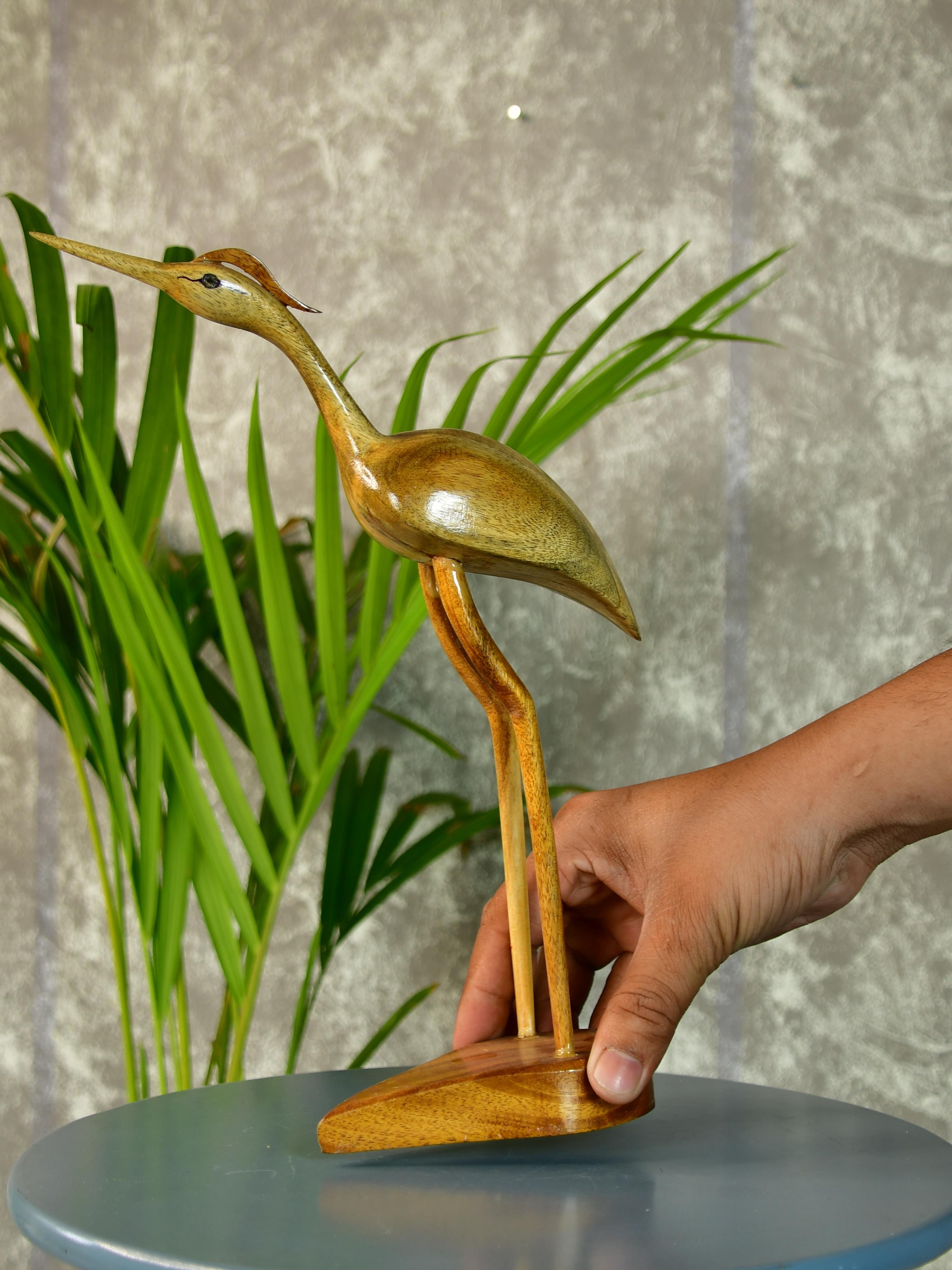 Mayii - Elegant Wooden Carved Flamingo Sculpture: Premium Abstract Decor Accent