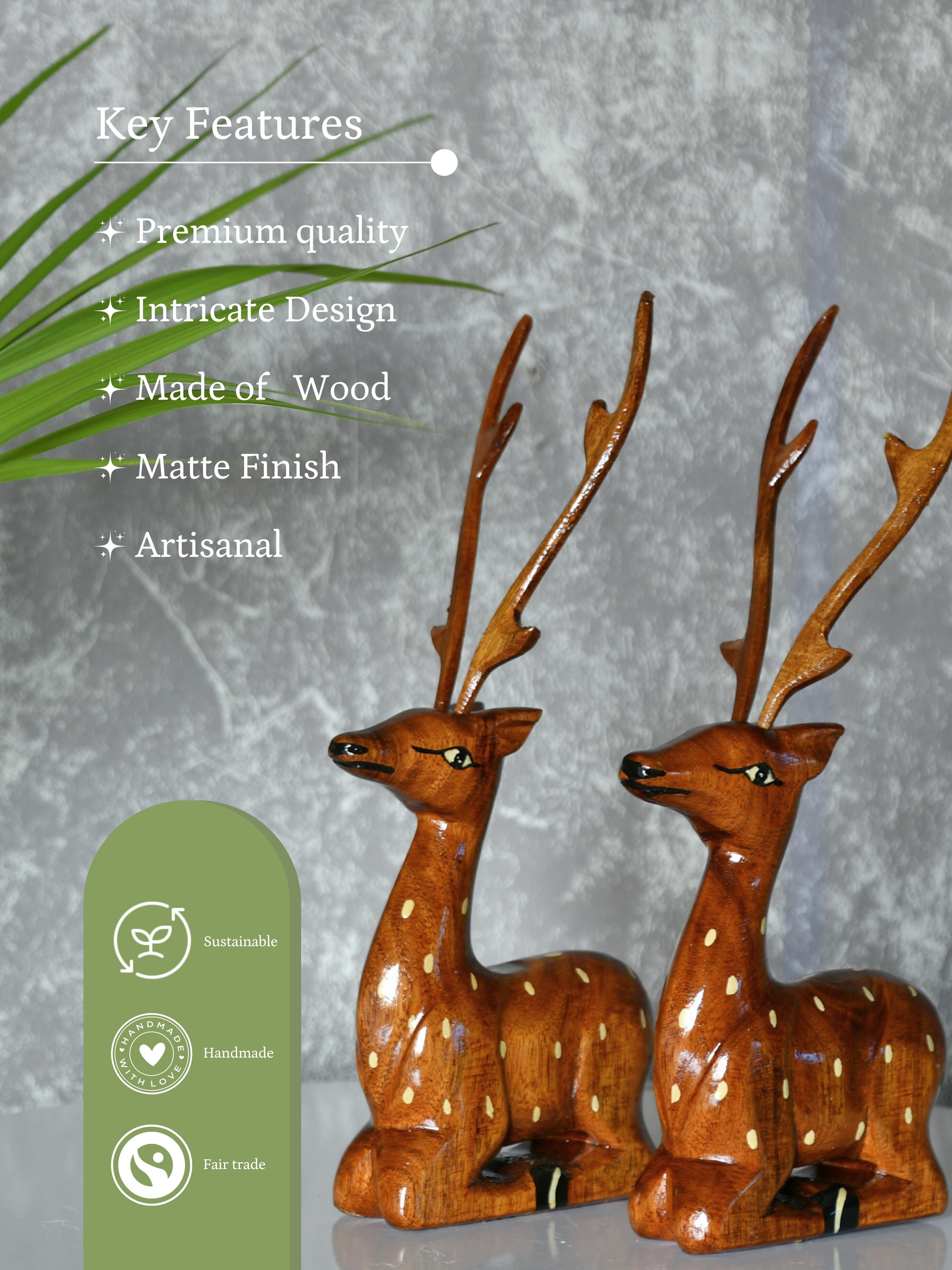 Mayii - Pair of wooden sitting deer