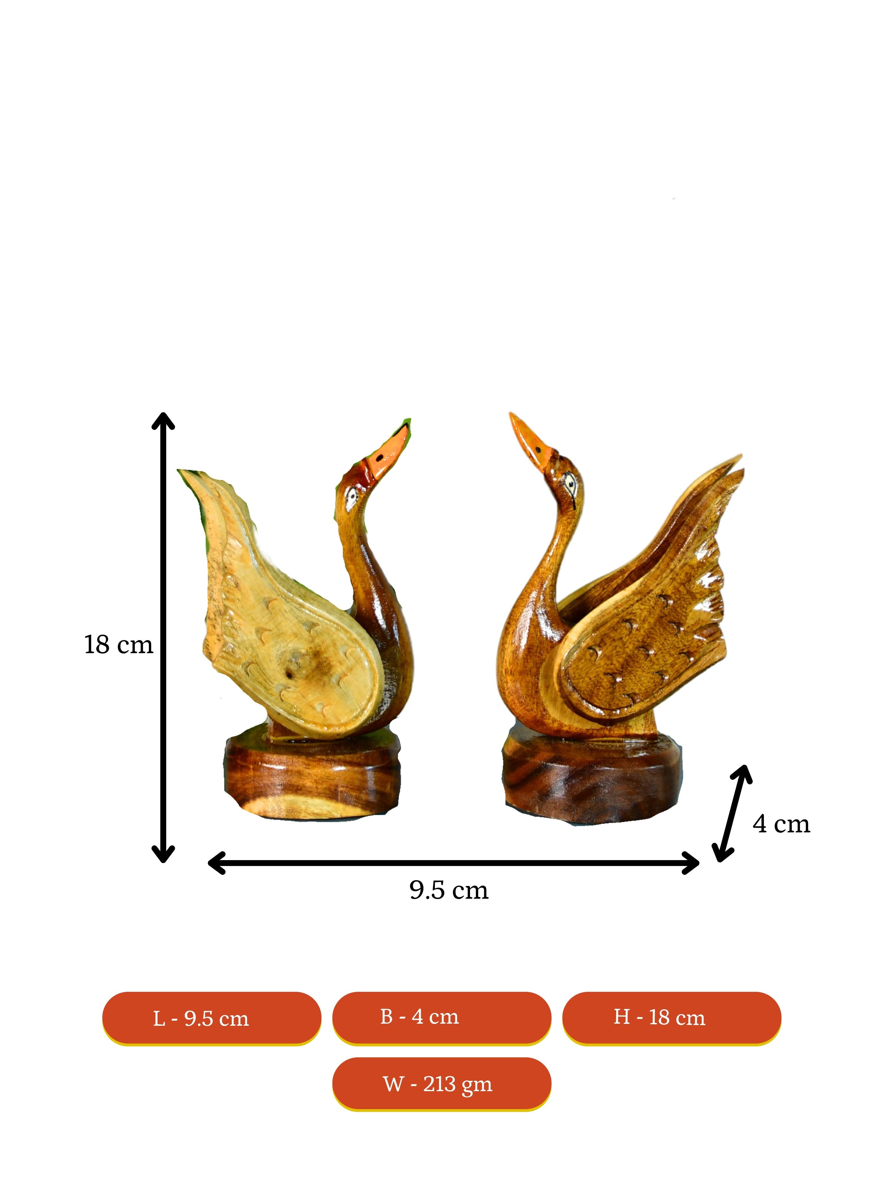 Mayii - Pair of Wooden handcarved swan