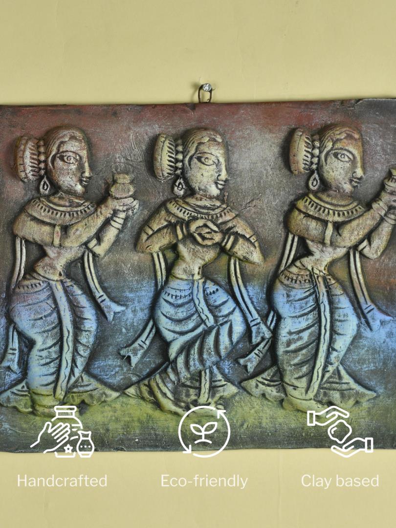 Mayii - Premium Terracotta Abstract Three Women Wall Art